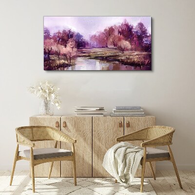 Tableau imprimé sur toile Paysage printanier aux tons roses