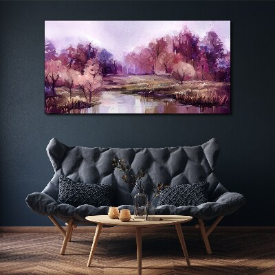 Tableau imprimé sur toile Paysage printanier aux tons roses