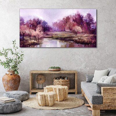 Tableau imprimé sur toile Paysage printanier aux tons roses