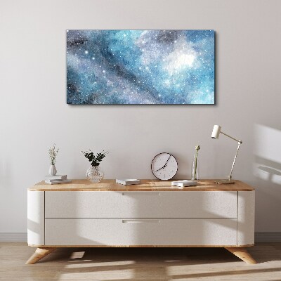 Tableau imprimé sur toile Une nébuleuse cosmique aux nuances de bleu