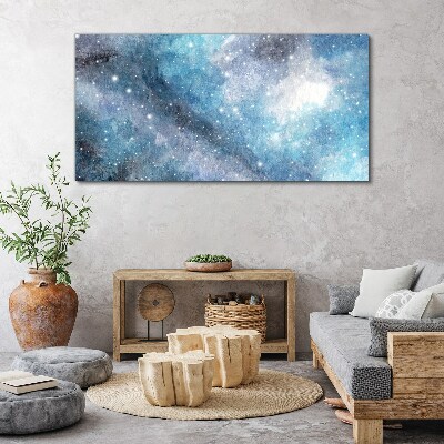 Tableau imprimé sur toile Une nébuleuse cosmique aux nuances de bleu