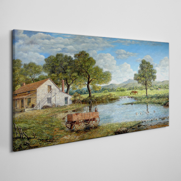 Tableau imprimé sur toile Un paysage rural paisible avec une rivière