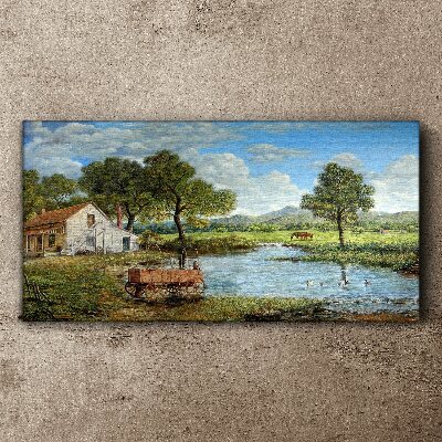 Tableau imprimé sur toile Un paysage rural paisible avec une rivière