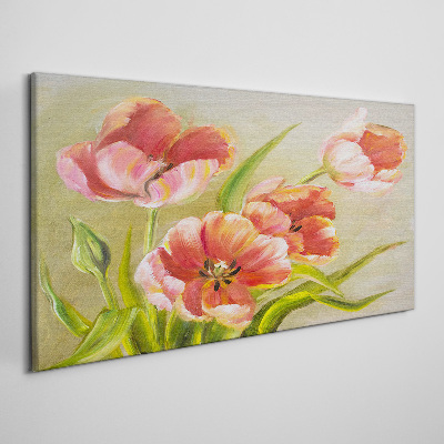 Tableau sur toile Tulipes printanières aux tons pastel