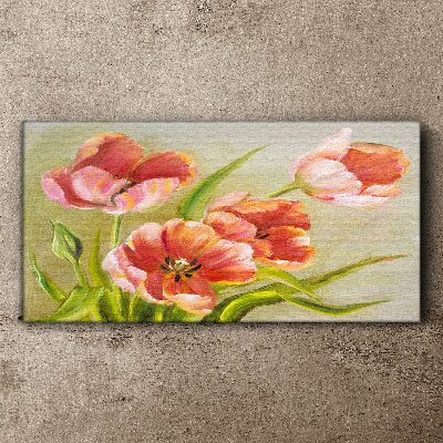 Tableau sur toile Tulipes printanières aux tons pastel
