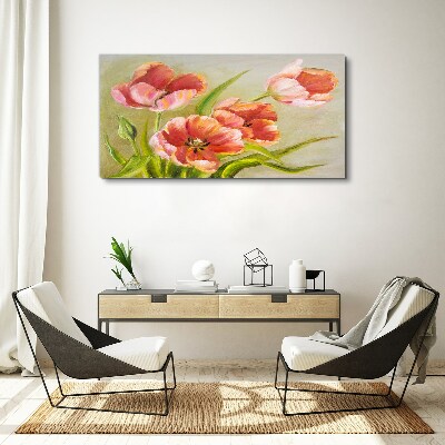 Tableau sur toile Tulipes printanières aux tons pastel