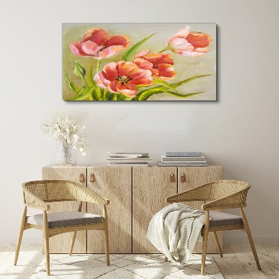 Tableau sur toile Tulipes printanières aux tons pastel
