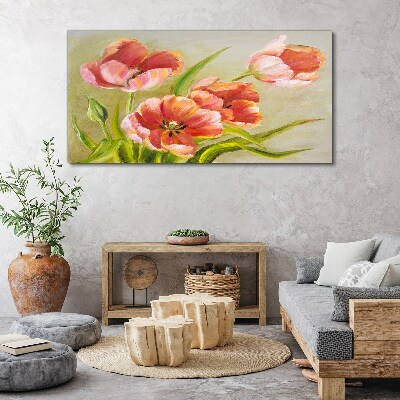 Tableau sur toile Tulipes printanières aux tons pastel