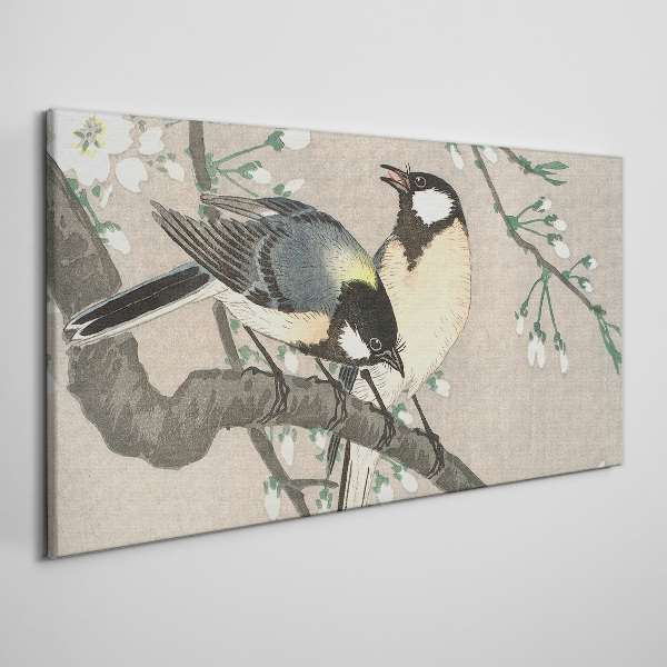 Tableau imprimé sur toile Oiseaux sur une branche