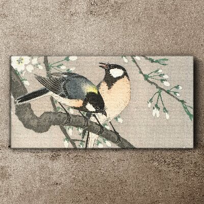 Tableau imprimé sur toile Oiseaux sur une branche