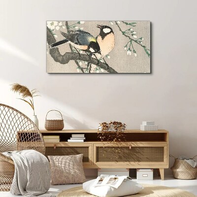 Tableau imprimé sur toile Oiseaux sur une branche