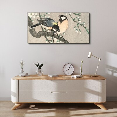 Tableau imprimé sur toile Oiseaux sur une branche