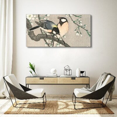 Tableau imprimé sur toile Oiseaux sur une branche