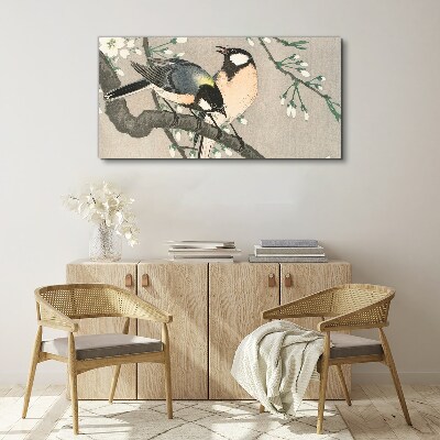 Tableau imprimé sur toile Oiseaux sur une branche