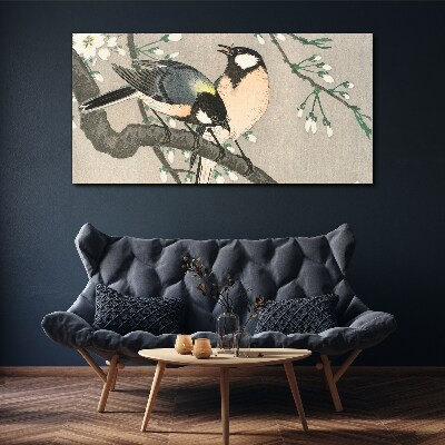 Tableau imprimé sur toile Oiseaux sur une branche