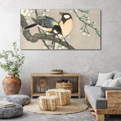 Tableau imprimé sur toile Oiseaux sur une branche