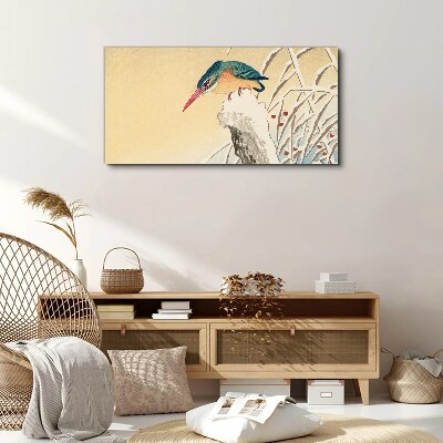 Tableau sur toile Un oiseau dans un paysage délicat