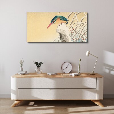 Tableau sur toile Un oiseau dans un paysage délicat