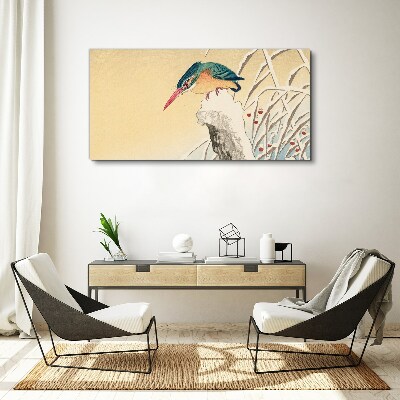 Tableau sur toile Un oiseau dans un paysage délicat