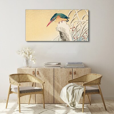 Tableau sur toile Un oiseau dans un paysage délicat