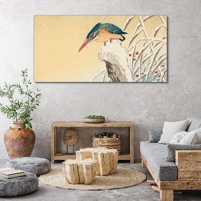 Tableau sur toile Un oiseau dans un paysage délicat