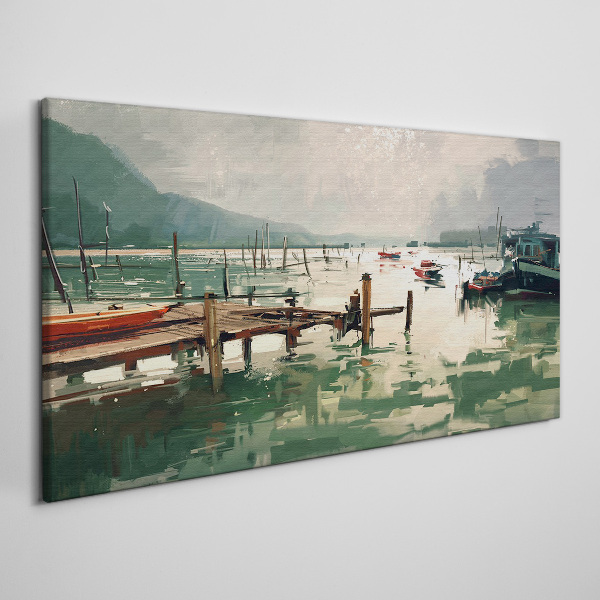 Tableau sur toile Un port tranquille le matin
