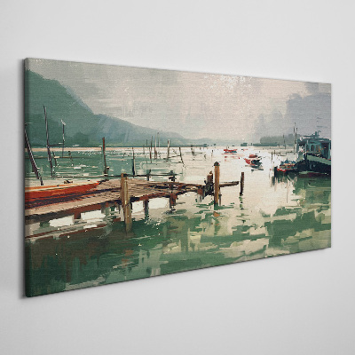 Tableau sur toile Un port tranquille le matin