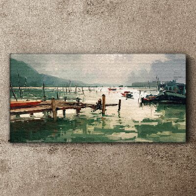 Tableau sur toile Un port tranquille le matin