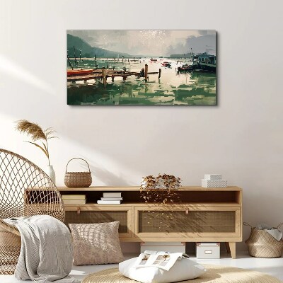 Tableau sur toile Un port tranquille le matin