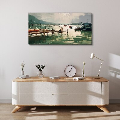 Tableau sur toile Un port tranquille le matin