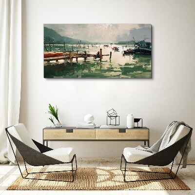 Tableau sur toile Un port tranquille le matin