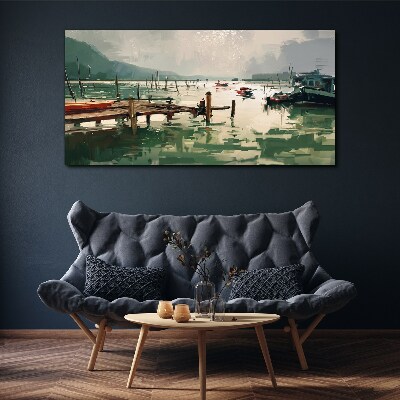 Tableau sur toile Un port tranquille le matin