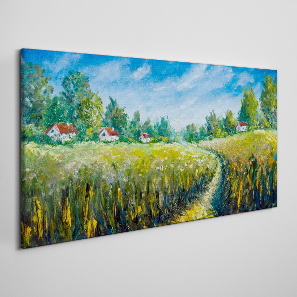 Tableau toile imprimée Paysages d'été avec maisons de campagne
