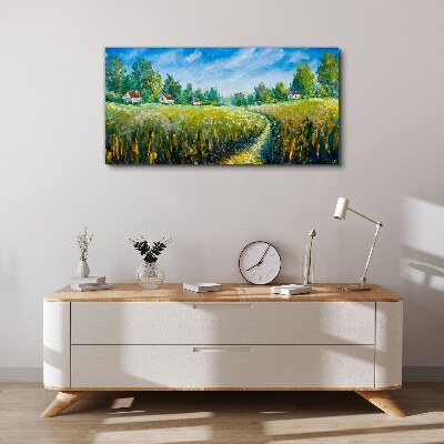 Tableau toile imprimée Paysages d'été avec maisons de campagne
