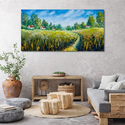 Tableau toile imprimée Paysages d'été avec maisons de campagne