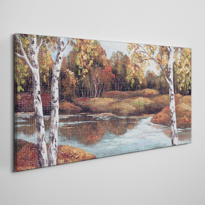Tableau sur toile Paysage d'automne au bord de la rivière