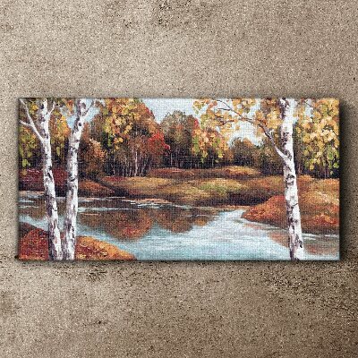 Tableau sur toile Paysage d'automne au bord de la rivière