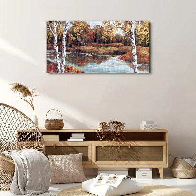 Tableau sur toile Paysage d'automne au bord de la rivière