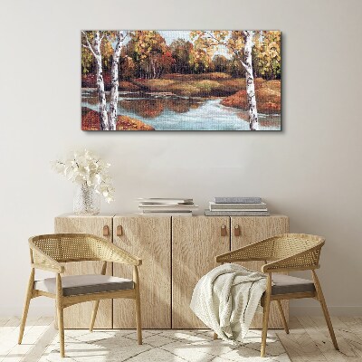 Tableau sur toile Paysage d'automne au bord de la rivière