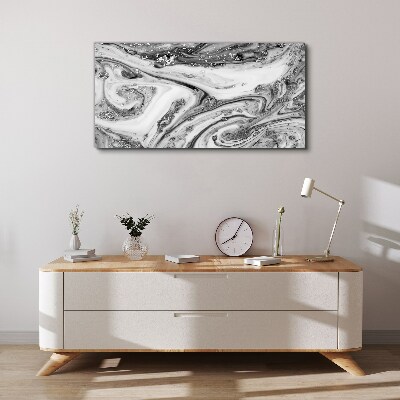 Tableau sur toile Tourbillons monochromes aux accents métalliques