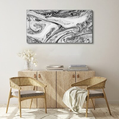Tableau sur toile Tourbillons monochromes aux accents métalliques