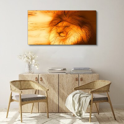 Tableau toile imprimée Lion d'or sous forme abstraite