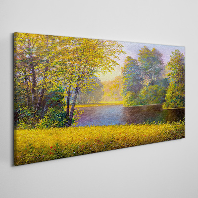 Tableau imprimé sur toile Automne doré au bord de la rivière