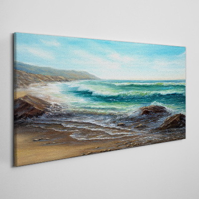 Tableau imprimé sur toile Vagues calmes sur le bord de mer