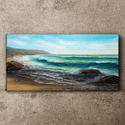 Tableau imprimé sur toile Vagues calmes sur le bord de mer