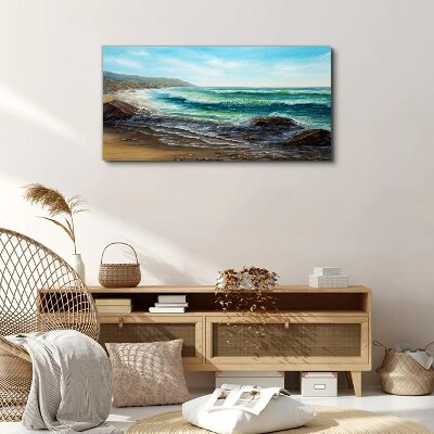 Tableau imprimé sur toile Vagues calmes sur le bord de mer