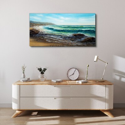 Tableau imprimé sur toile Vagues calmes sur le bord de mer