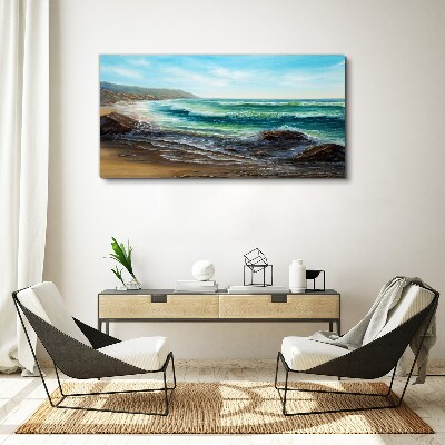 Tableau imprimé sur toile Vagues calmes sur le bord de mer