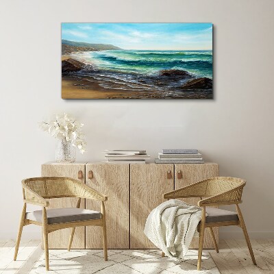 Tableau imprimé sur toile Vagues calmes sur le bord de mer