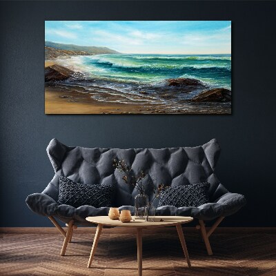 Tableau imprimé sur toile Vagues calmes sur le bord de mer